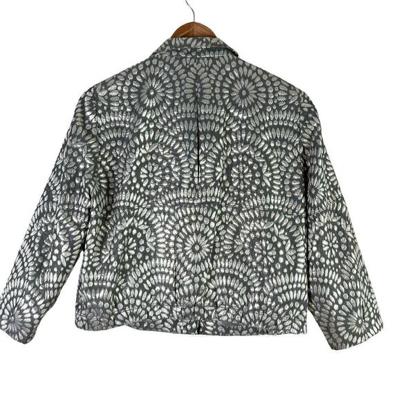 ETCETERA Metallic Floral Jacquard Blazer Jacket in Silver & Grey, Size‎ 8 - Picture 10 of 12